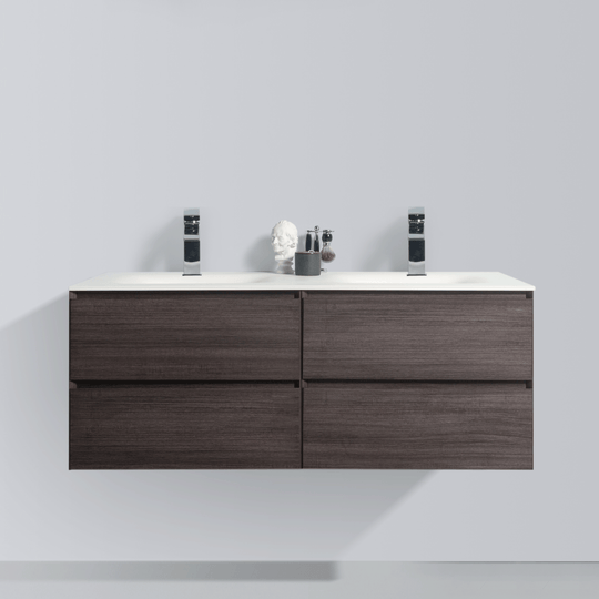 BAI 0822 Wall Hung 52-inch Bathroom Vanity in Graphite Wood Finish
