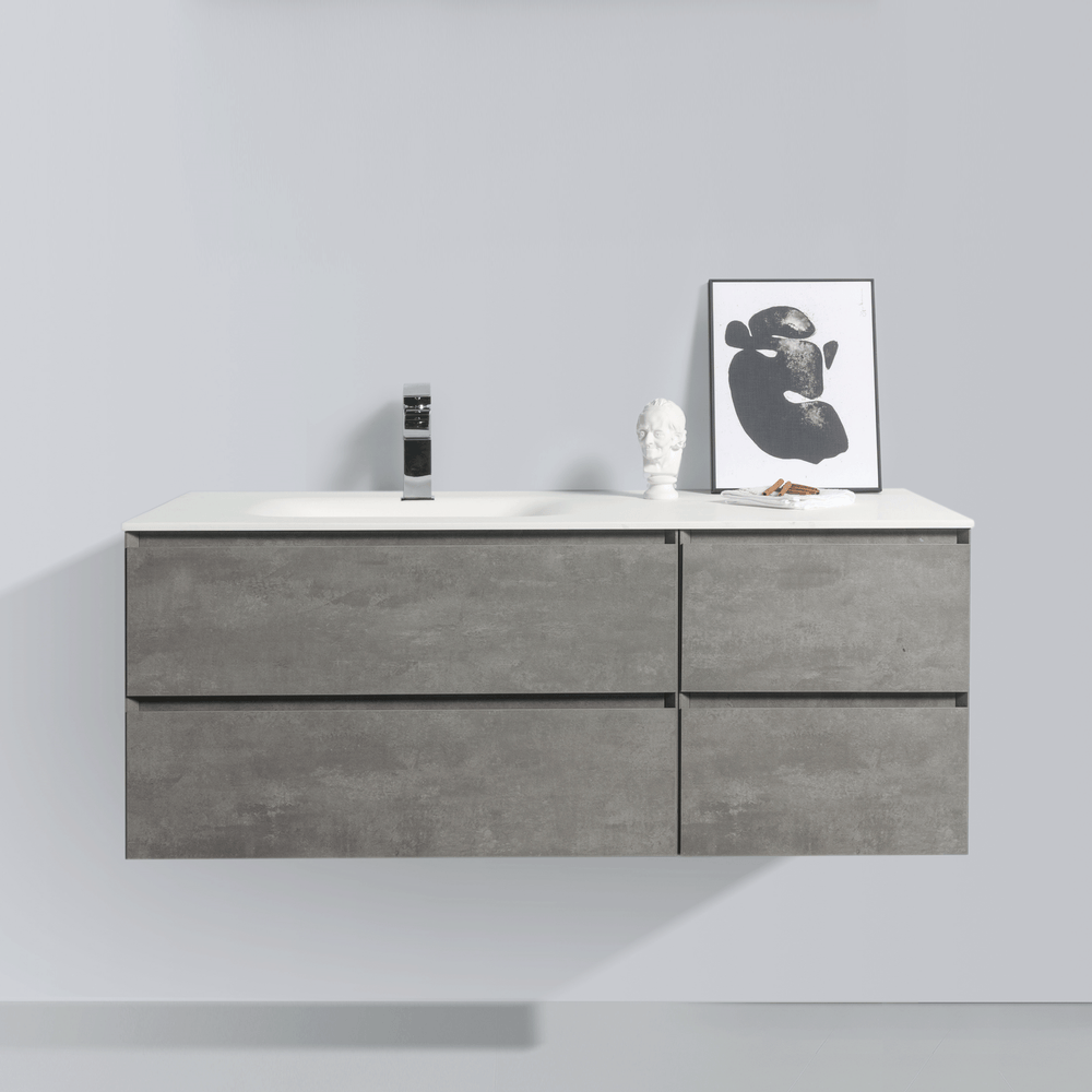 BAI 0826 Wall Hung 52-inch Bathroom Vanity in Stone Gray Finish