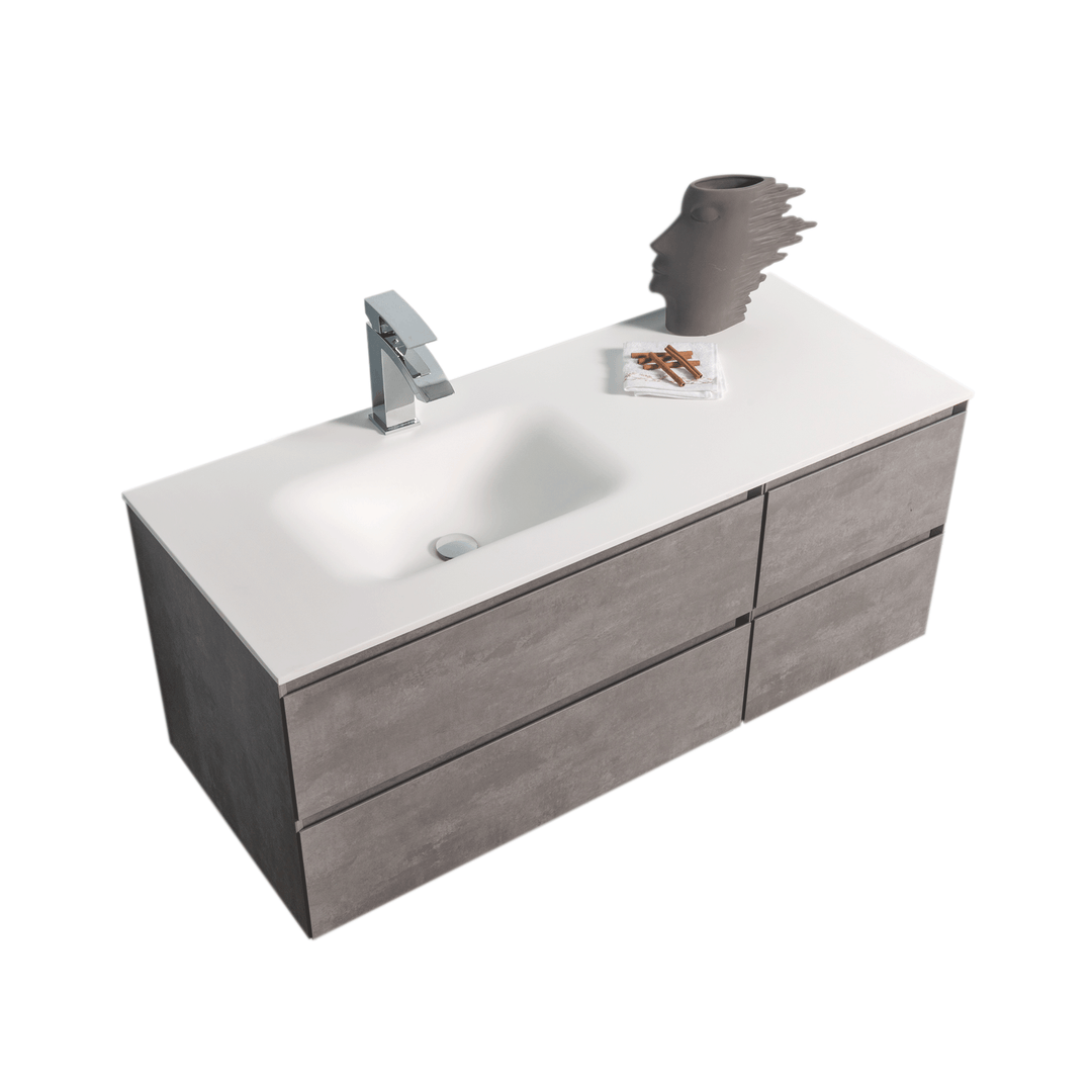 BAI 0826 Wall Hung 52-inch Bathroom Vanity in Stone Gray Finish