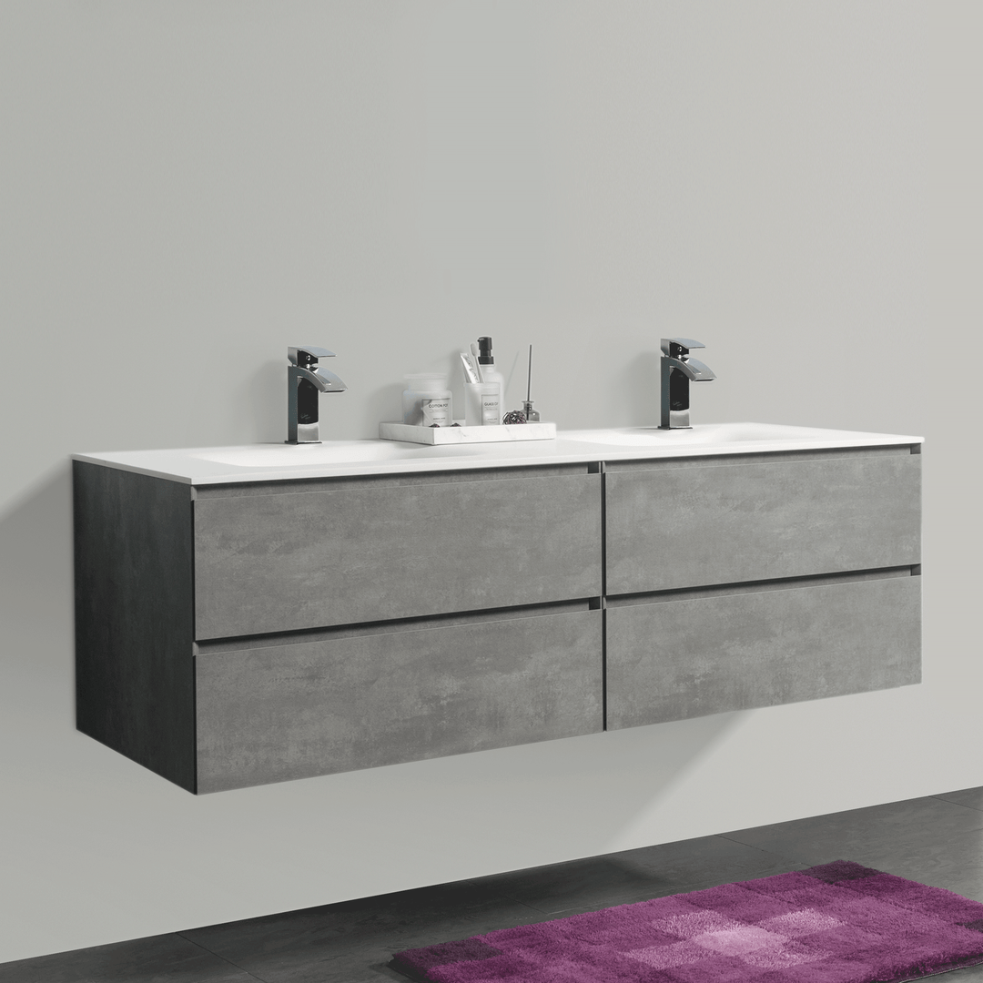 BAI 0832 Wall Hung 68 inch Floating Bathroom Vanity in Stone Gray