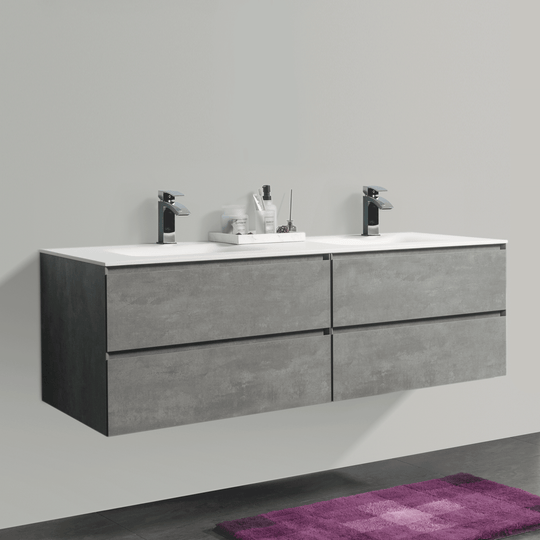 BAI 0832 Wall Hung 68-inch Bathroom Vanity in Stone Gray Finish