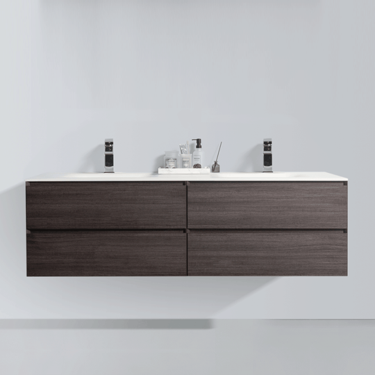 BAI 0834 Wall Hung 68-inch Bathroom Vanity in Graphite Wood Finish