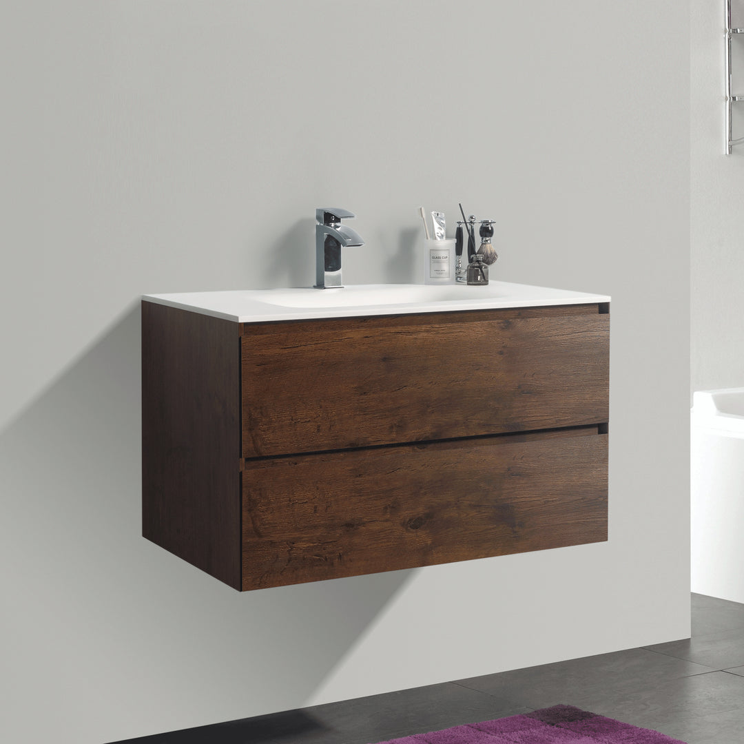 BAI 0845 Wall Hung 34-inch Bathroom Vanity in Rose Wood Finish