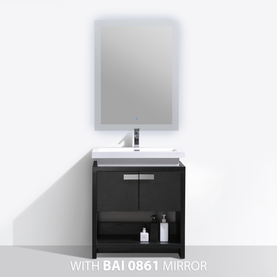 BAI 0857 Floor Standing 30-inch Bathroom Vanity Cabinet in Black Finish