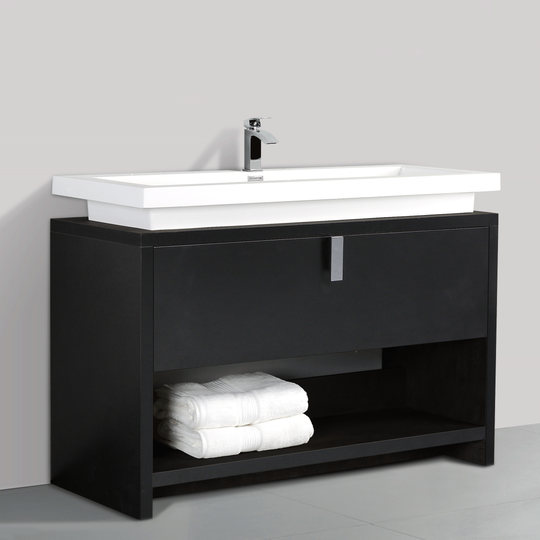 BAI 0858 Floor Standing 47-inch Bathroom Vanity Cabinet in Black Finish