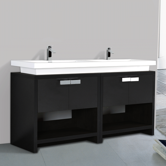 BAI 0859 Floor Standing 63-inch Bathroom Vanity Cabinet in Black Finish