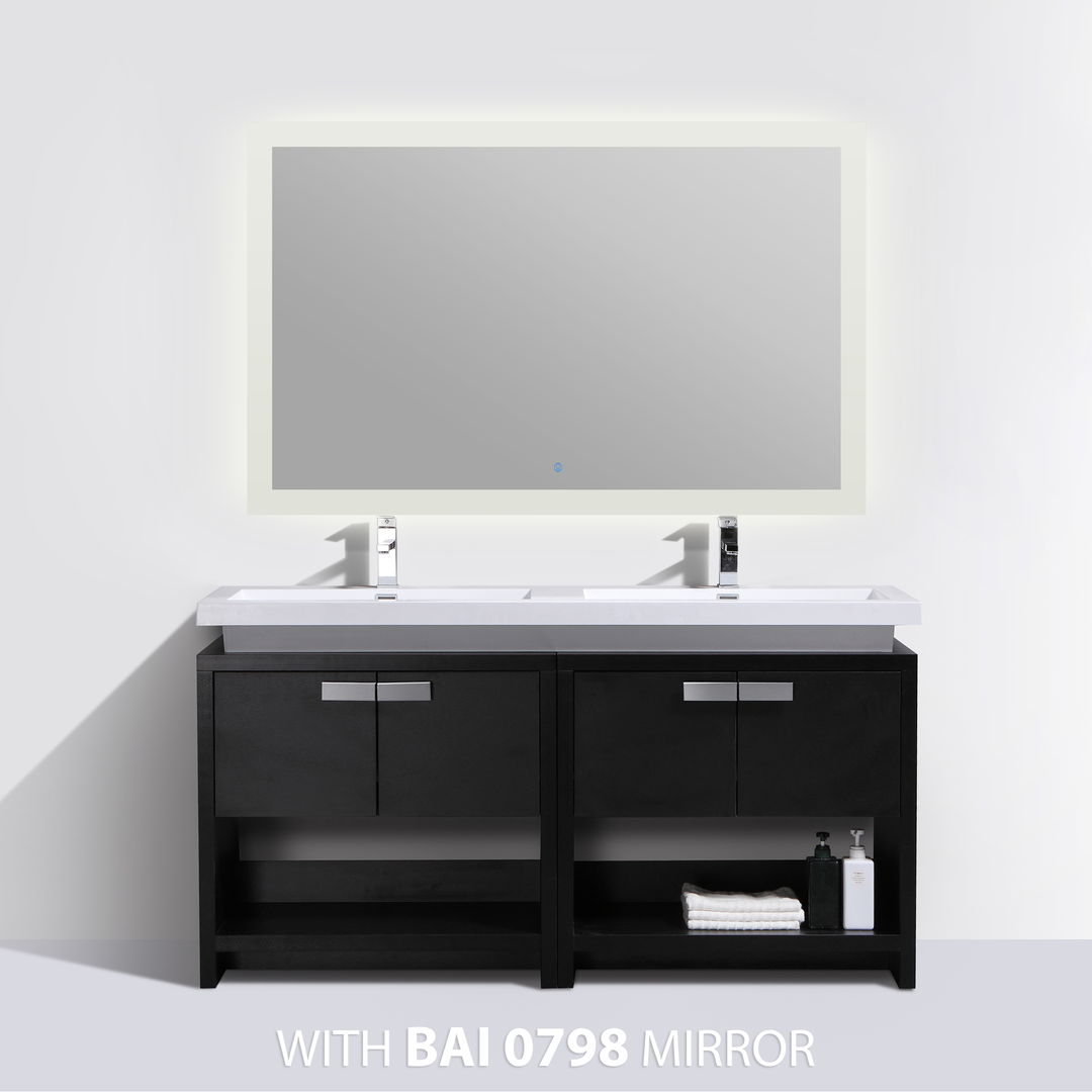 BAI 0859 Floor Standing 63-inch Bathroom Vanity Cabinet in Black Finish