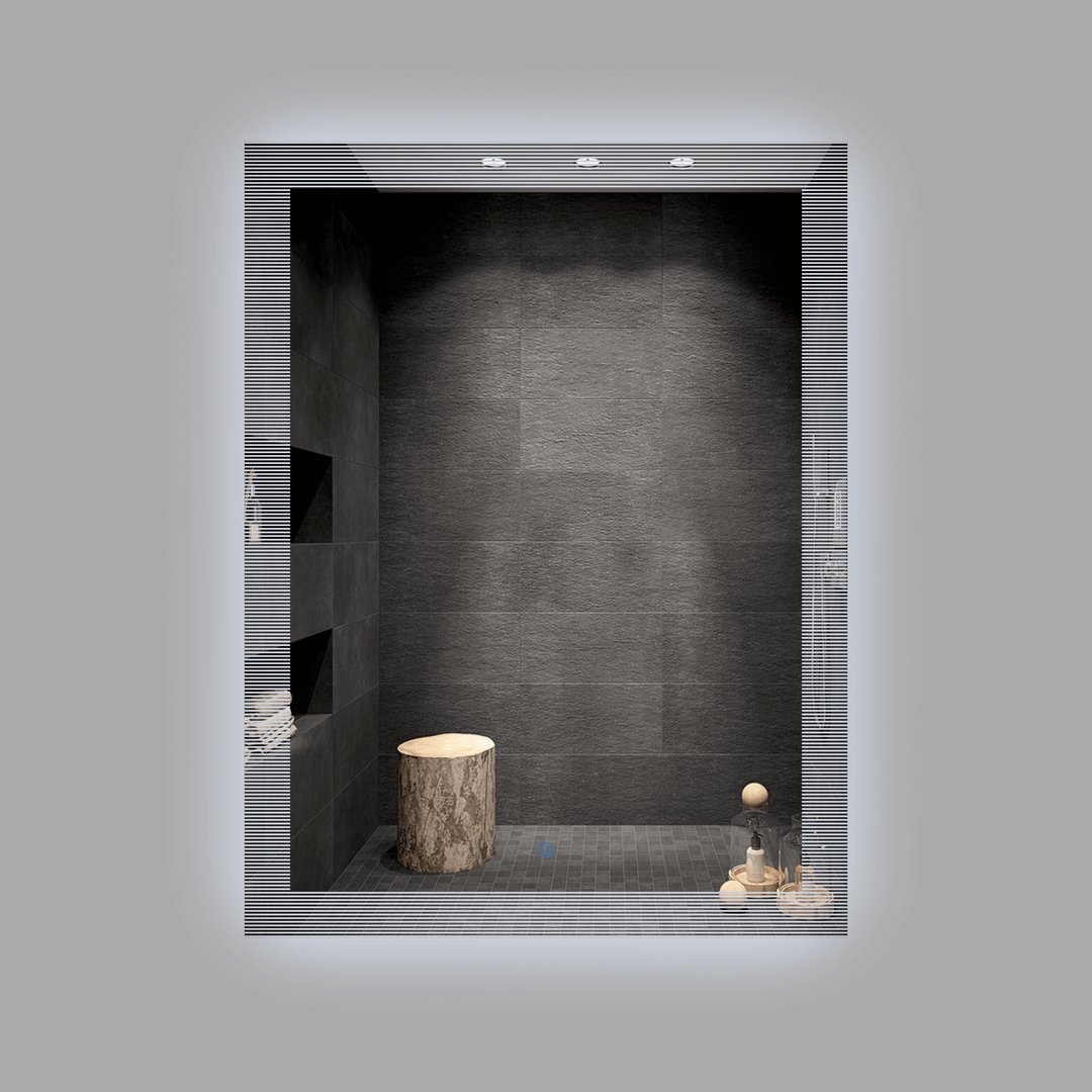 BAI 0861 LED 30-inch Bathroom Mirror with Striped Edge