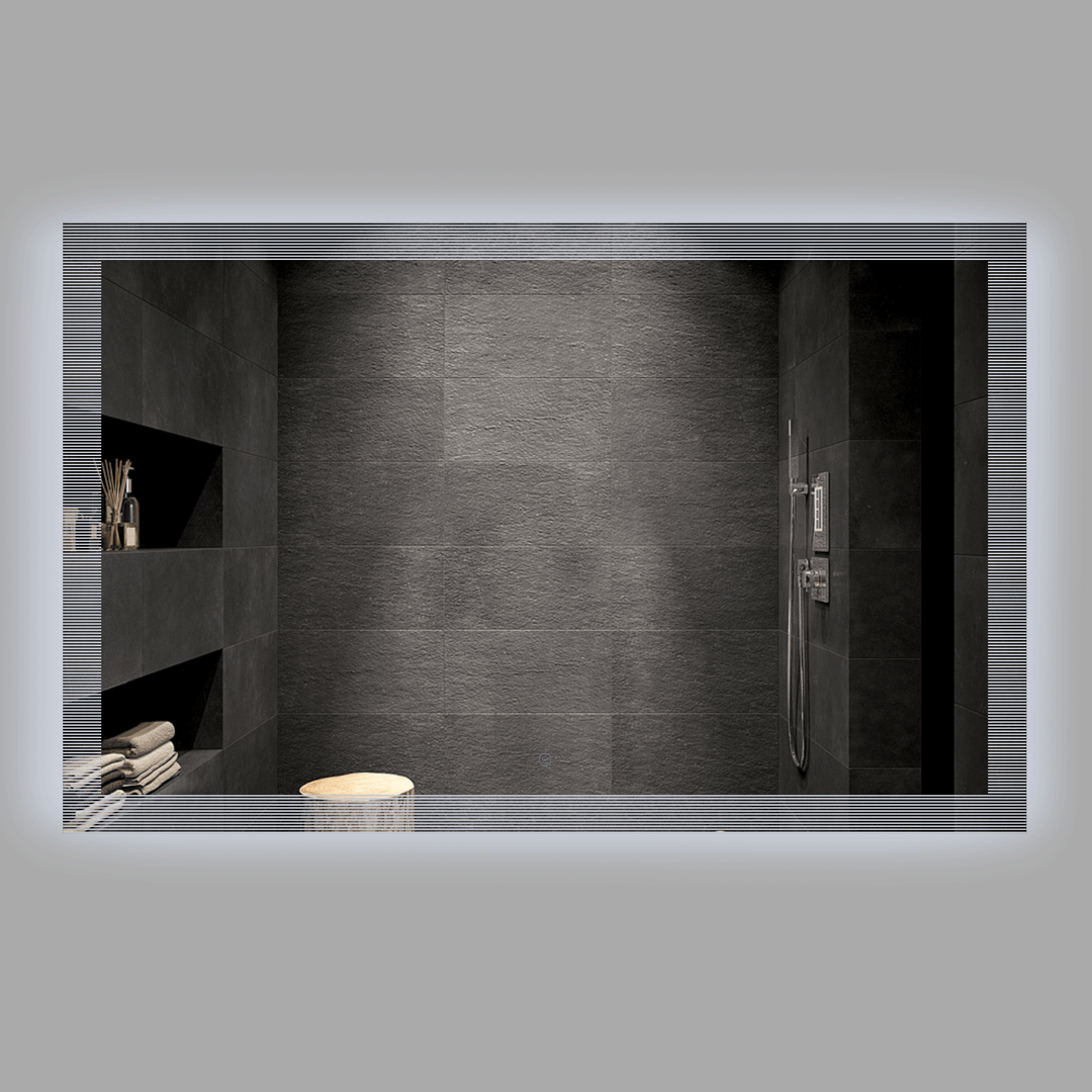 BAI 0864 LED 57-inch Bathroom Mirror with Striped Edge