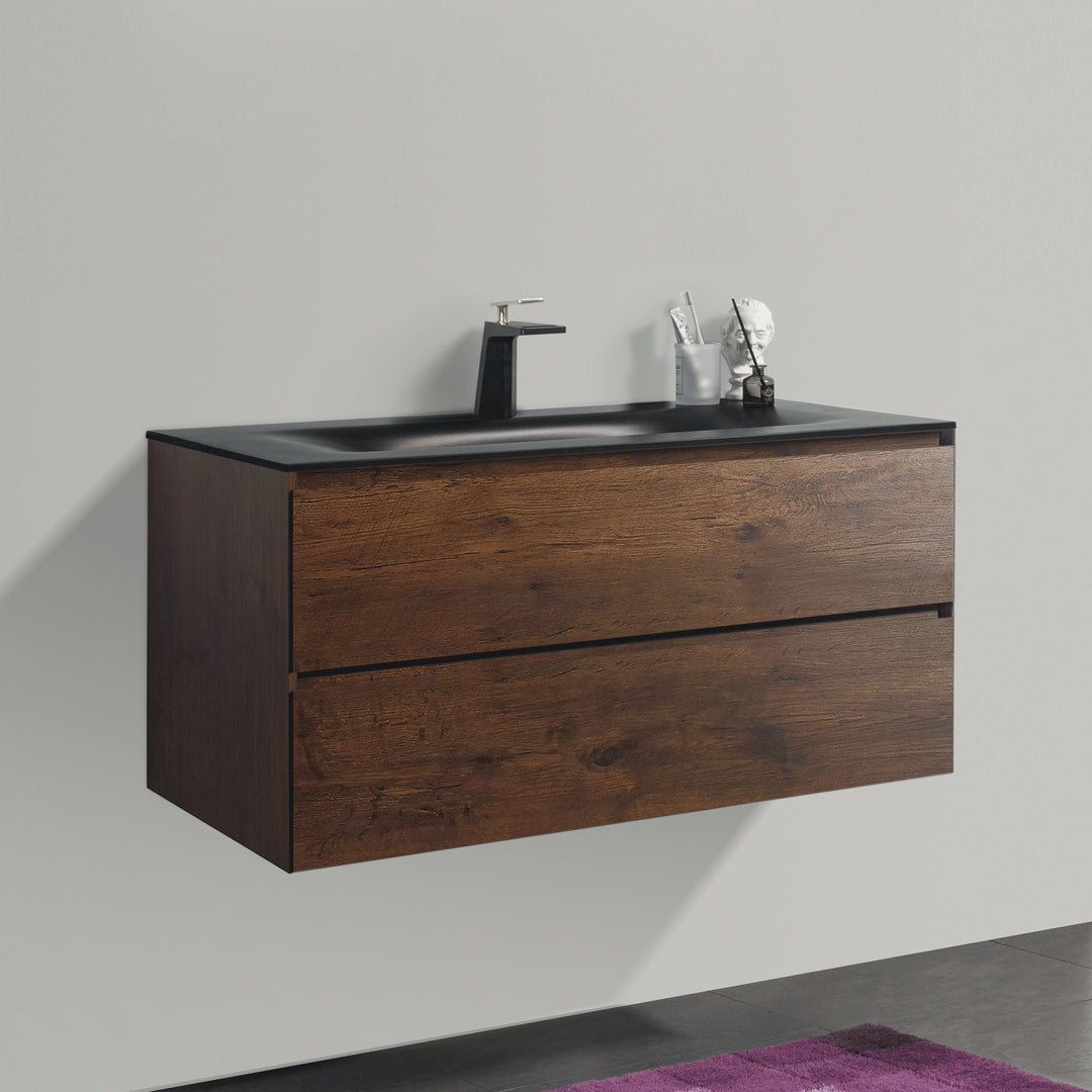 BAI 0869 Wall Hung 42-inch Bathroom Vanity in Rose Wood Finish