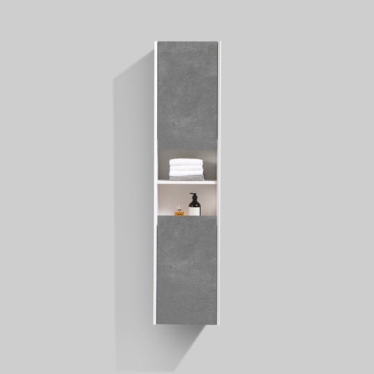 BAI 0883 Wall Hung 16-inch Reversible Bathroom Side Cabinet in Stone Gray Finish
