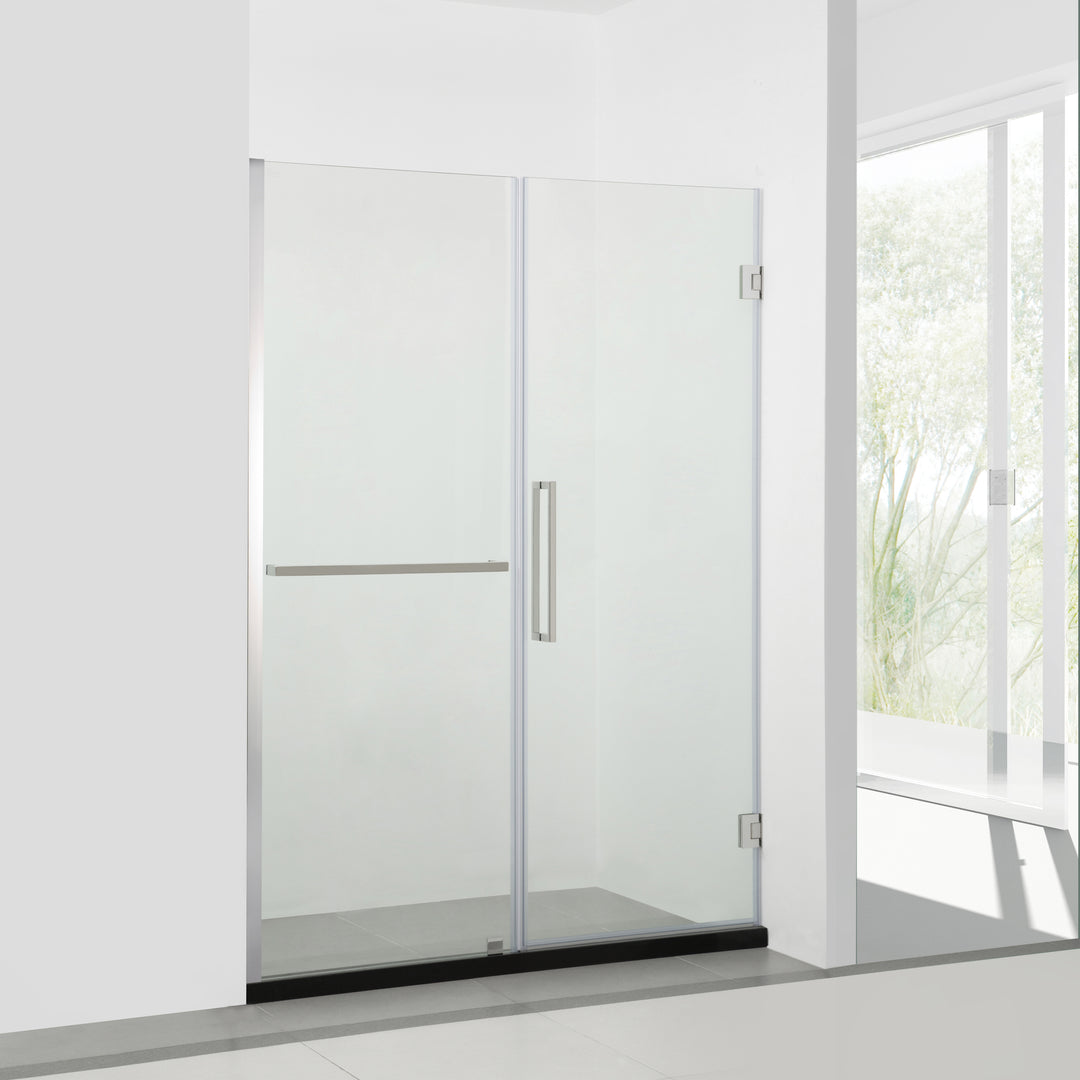 BAI 0927 Frameless 60-inch Glass Shower Enclosure with Fixed Panel and Swinging French Door