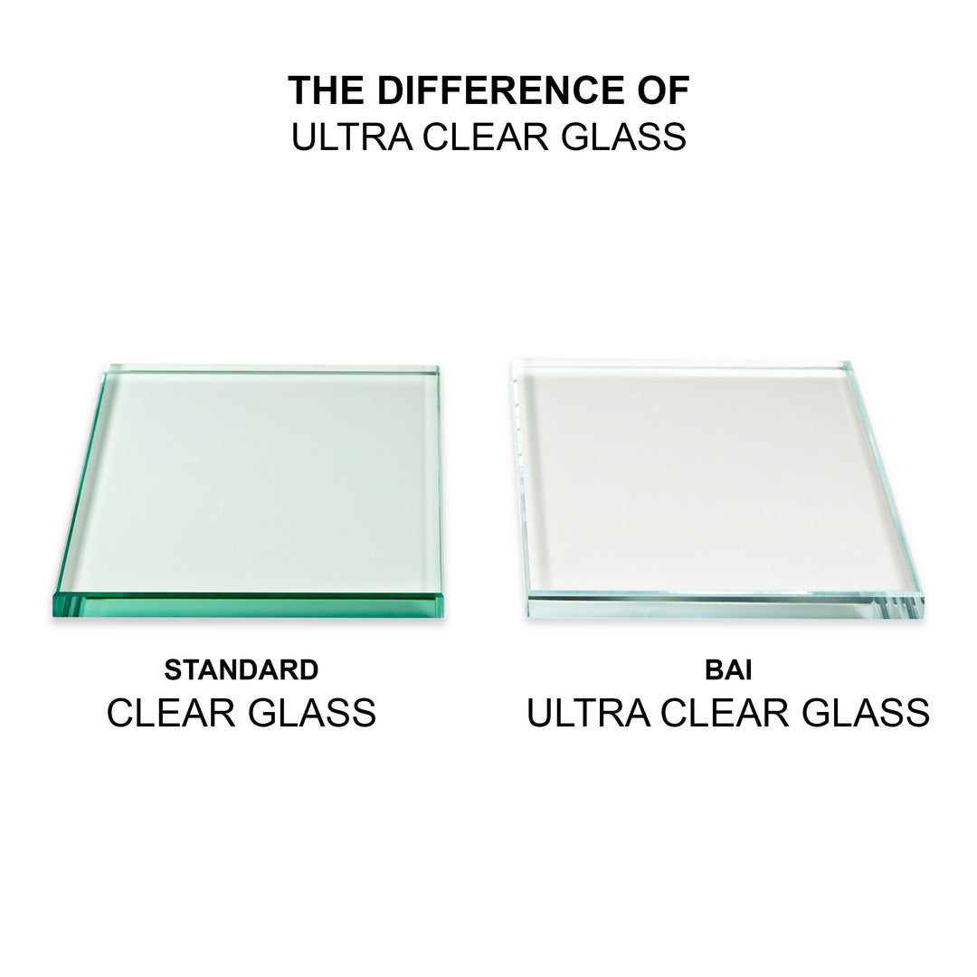 BAI 0946 Frameless 32-inch Ultra Clear Single Shower Glass Panel with Silk Printed Window-Pane