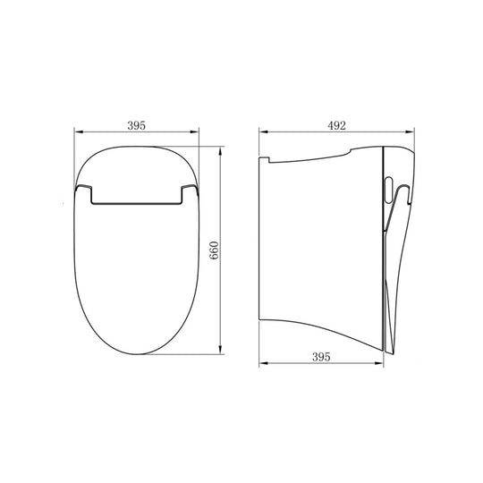 Dimensions for BAI 1001 Contemporary Tankless Smart Toilet