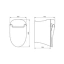 Dimensions for BAI 1001 Contemporary Tankless Smart Toilet