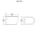 Dimensions drawings for BAI 1016 Contemporary Wall Hung Toilet & Carrier Tank – Dual Flush with Soft-Close Seat