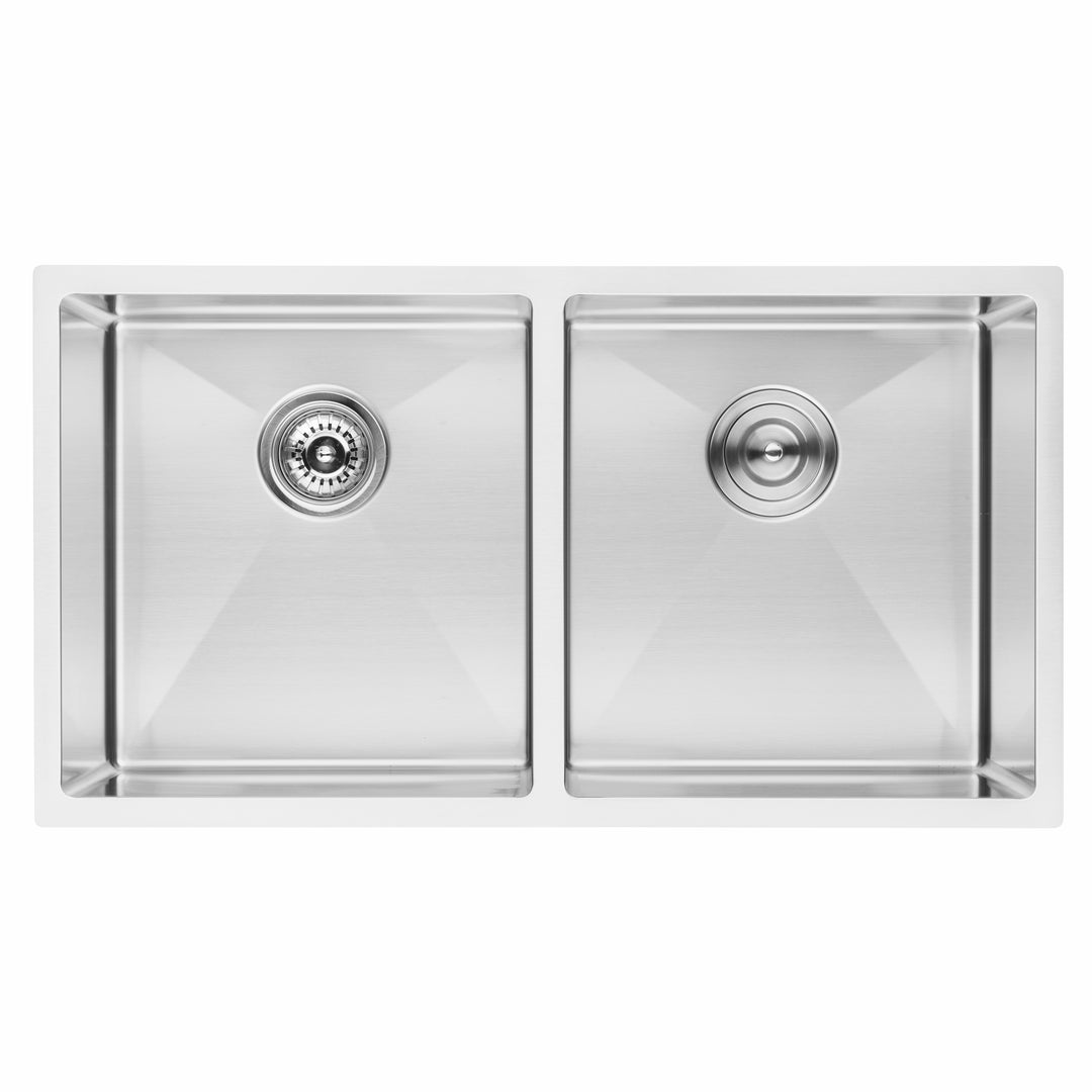 BAI 1225 Stainless Steel 16 Gauge Kitchen Sink Handmade 33-inch Undermount Double Bowl