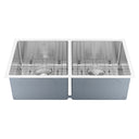 BAI 1225 Stainless Steel 16 Gauge Kitchen Sink Handmade 33-inch Undermount Double Bowl