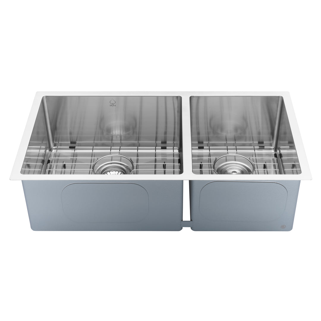 BAI 1228 Stainless Steel 16 Gauge Kitchen Sink Handmade 32-inch Undermount Double Bowl