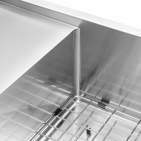BAI 1230 Stainless Steel 16 Gauge Kitchen Sink Handmade 33-inch Undermount Single Bowl with Drainboard