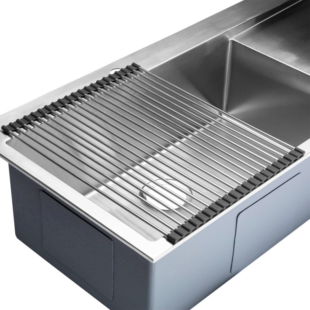 BAI 1233 Stainless Steel 16 Gauge Kitchen Sink Handmade 48-inch Top Mount Single Bowl with Drainboard