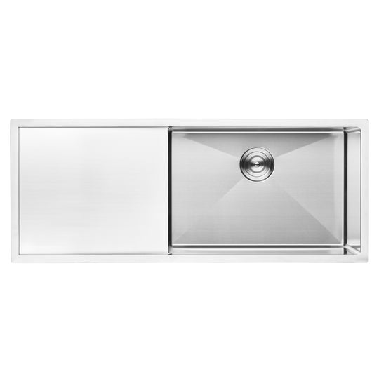 BAI 1252 Stainless Steel 16 Gauge Kitchen Sink Handmade 45-inch Undermount Single Bowl with Drainboard