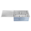 BAI 1252 Stainless Steel 16 Gauge Kitchen Sink Handmade 45-inch Undermount Single Bowl with Drainboard