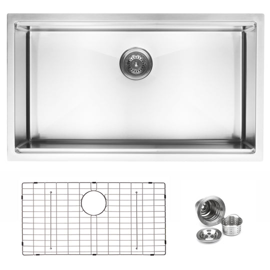 BAI 1287 Stainless Steel 16 Gauge Kitchen Sink Handmade 33-inch Undermount Workstation Single Bowl