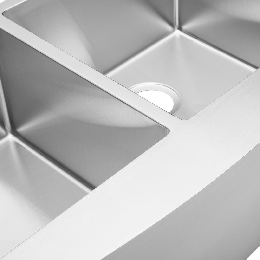 BAI 1294 Stainless Steel 16 Gauge Kitchen Sink Handmade 36-inch Farmers Double Bowl