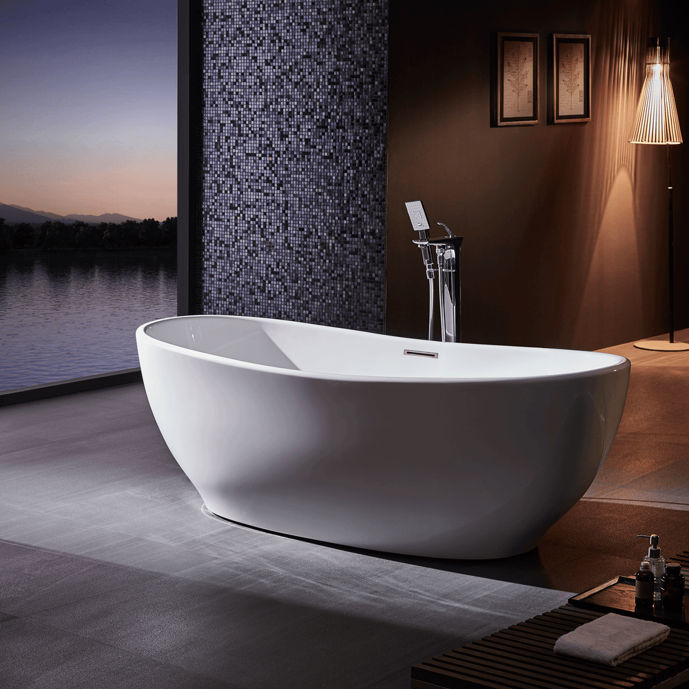 BAI 1611 Acrylic Freestanding Soaking Bathtub 59-inches