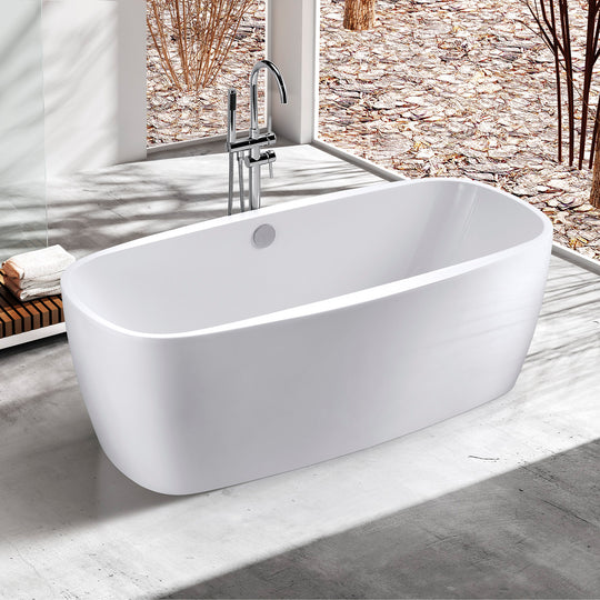 BAI 1622 Acrylic Freestanding Soaking Bathtub 63-inches