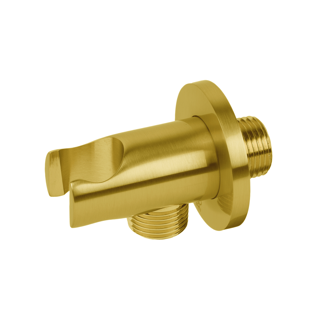 BAI 2130 Wall Mounted Handheld Shower Holder with Integrated Hose Connection in Brushed Gold Finish