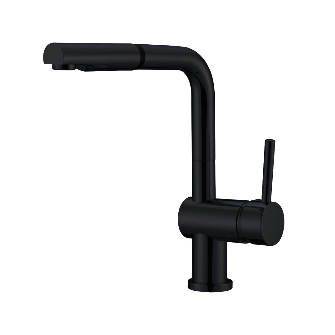 BAI 2614 Single Handle Kitchen Faucet with Pull Down System in Matte Black Finish