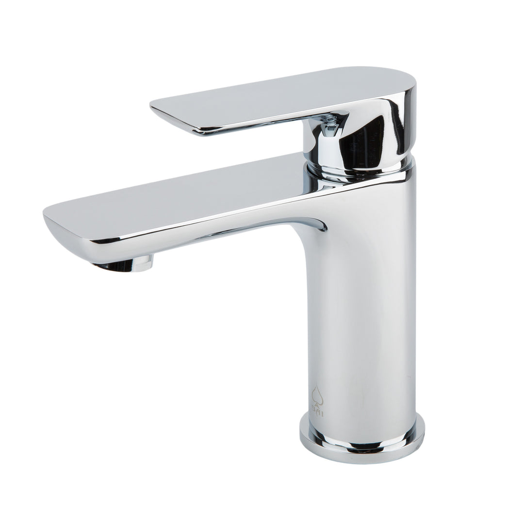 BAI 31020 Modern Single Handle Contemporary Bathroom Faucet in Polished Chrome Finish shown against a plain white background