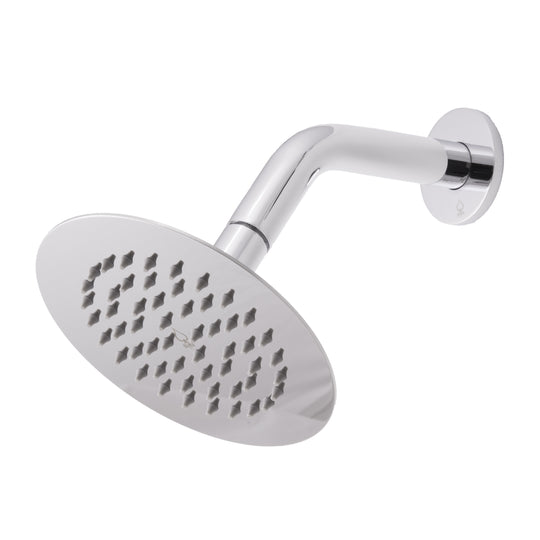 BAI 042000 round polished chrome 6-inch shower head plate with multiple small gray silicone nozzles arranged in concentric circles, shown on a plain white background.