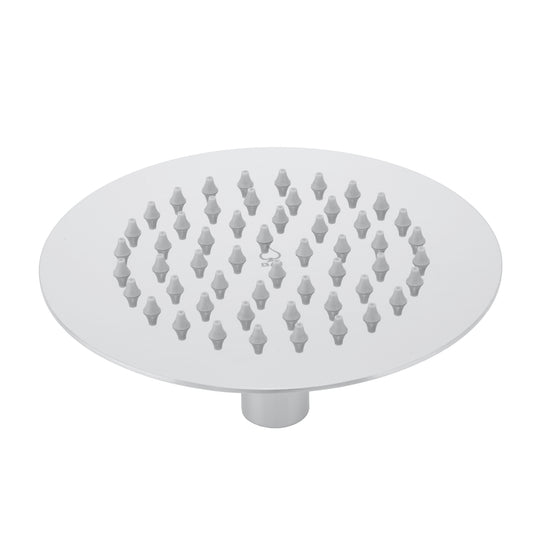 BAI 42000 round polished chrome 6-inch shower head plate with multiple small gray silicone nozzles arranged in concentric circles, shown on a plain white background.
