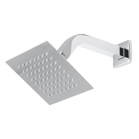 BAI 42040 square polished chrome 6-inch shower head plate with multiple small gray silicone nozzles shown on a plain white background.