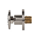 BAI 45001 modern brushed nickel adjustable round shower body jet spray with a brass threaded connection, shown on a solid white background side view.