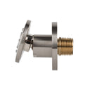 BAI 45001 modern brushed nickel adjustable round shower body jet spray with a brass threaded connection, shown on a solid white background side view adjustable.