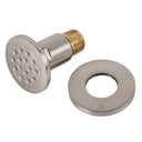 BAI 45001 modern brushed nickel adjustable round shower body jet spray with a brass threaded connection, shown on a solid white background everything included.