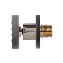 BAI 45011 modern brushed nickel adjustable square shower body jet spray with a brass threaded connection, shown on a solid white background side view.