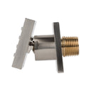 BAI 45011 modern brushed nickel adjustable square shower body jet spray with a brass threaded connection, shown on a solid white background side view adjustable.