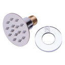 BAI 45020 modern thin profile design polished chrome adjustable round shower body jet spray with a brass threaded connection, shown on a solid white background everything included.
