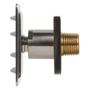 BAI 45031 modern thin profile design brushed nickel adjustable square shower body jet spray with a brass threaded connection, shown on a solid white background side view.