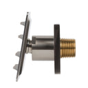 BAI 45031 modern thin profile design brushed nickel adjustable square shower body jet spray with a brass threaded connection, shown on a solid white background side view adjustable.