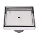 BAI 47000 Stainless Steel 5-inch Tile Insert Square Shower Drain shown against a white plain background.