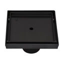 BAI 47001 Stainless Steel 5-inch Tile Insert Square Shower Drain in Matte Black shown against a white plain background.