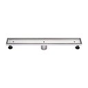 BAI 47010 Stainless Steel 24-inch Tile Insert Linear Shower Drain with leveling legs shown against a plain white background.