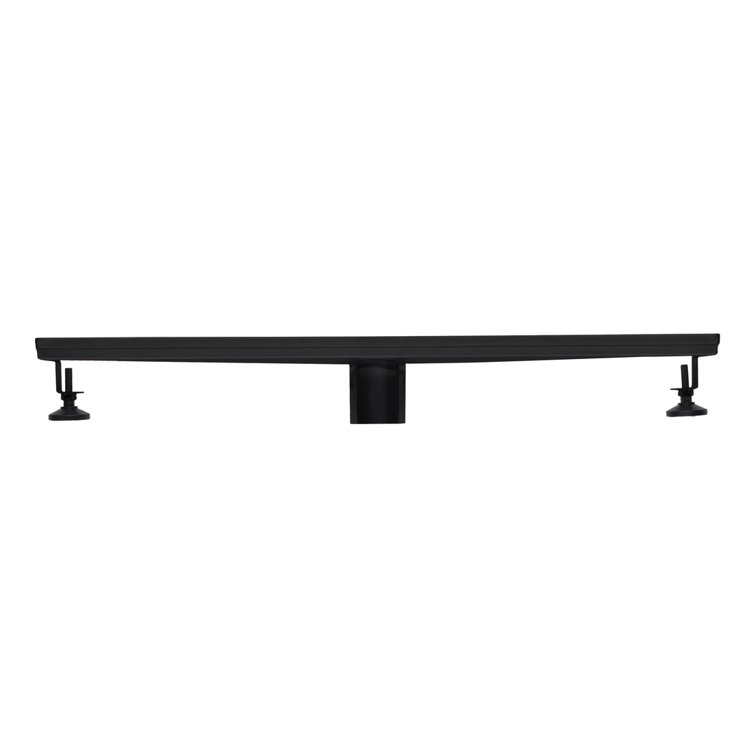 BAI 47011 Stainless Steel 24-inch Tile Insert Linear Shower Drain in a matte black finish shown in a side view profile against a plain white background.
