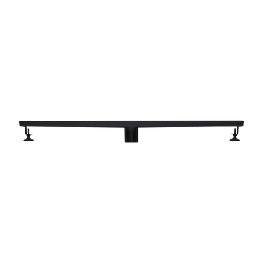 BAI 47021 Stainless Steel 32-inch Tile Insert Linear Shower Drain in a matte black finish shown in a side view profile against a white background.